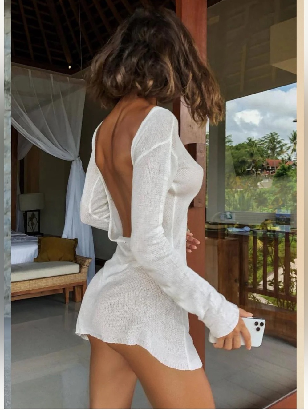 Flook the Label Alegra Dress Open-Back Knit Swim Coverup, Sz L
